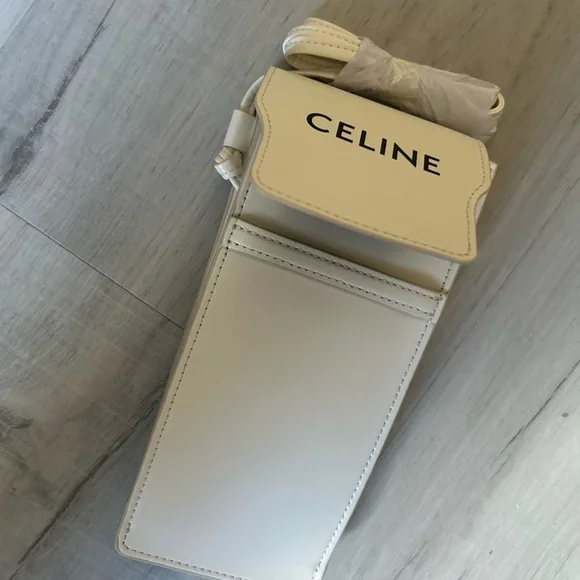 Celine Calfskin White Phone and Sunglasses Holder Pouch Case with Strap - Picture 6 of 6